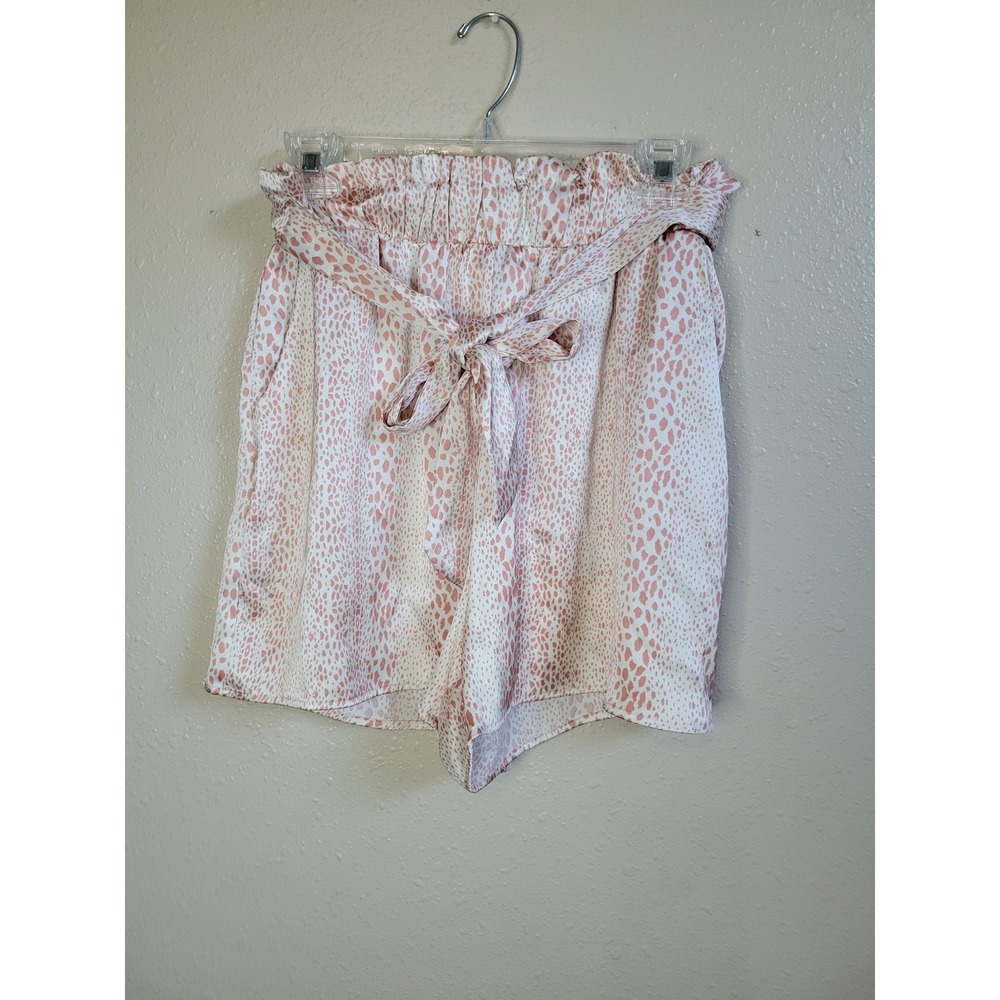 Entro Pink Animal Print‎ Paperbag Waist Shorts with Tie Belt Womens Small